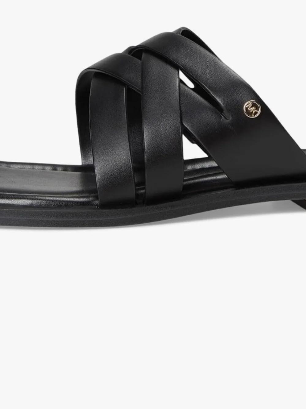 Michael Kors Black Leather Braided Strap Slide Sandals